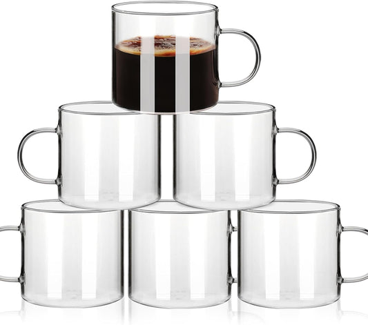 5 OZ Espresso Cups with Handle, Clear Espresso Shot Glass Set of 6, Small Double Espresso Accessories for Espresso Machine
