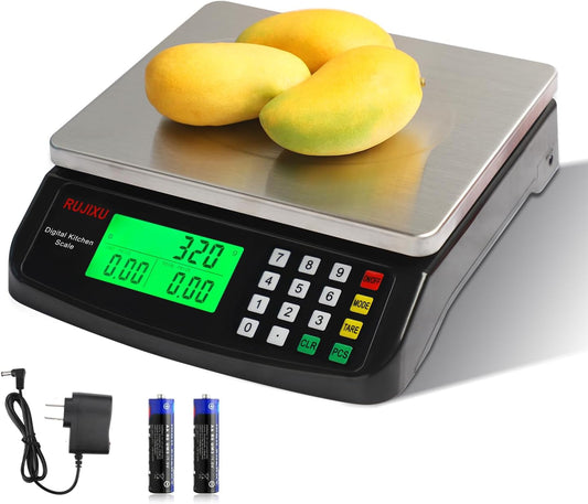 Large Digital Kitchen Scale Black 30kg/66lb Commercial Food Scale Stainless Steel with LCD Display Price Computing Scale for