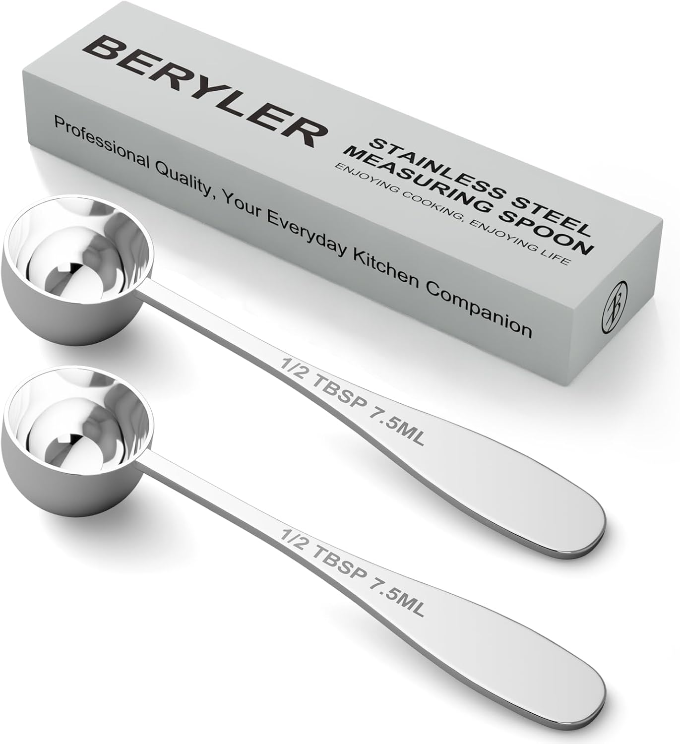 2PCS 1/2tbsp(1.5tsp, 7.5ml) Single Measuring Spoon, Stainless Steel Individual Teaspoon, Metal Measu
