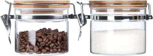 KKC HOME ACCENTS Clear Borosilicate Glass Storage Jars with Airtight Locking Clamp Lids,Glass Jar Canisters,Sealed Glass