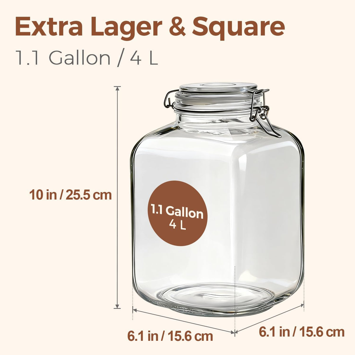 ComSaf 1 Gallon Glass Jar with Lid, Flour Sugar Storage Containers 128oz, Cereal containers storage, Glass Jars with Airtight Lid, Large Storage Containers with Lids for Pickled Egg, Herb, Set of 2