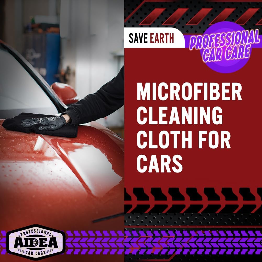 AIDEA Microfiber Cleaning Cloth-10PK, Black Microfiber Towels,12×12"