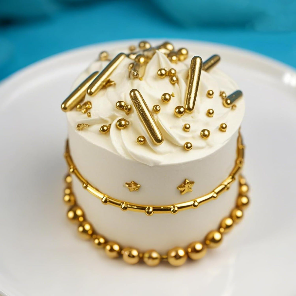Twisweet Gold Sprinkles 130g, Edible Pearl Sprinkles, Sugar Rods &amp; Stars | Gold cake decorations and star sprinkles for cake toppers, cupcakes, cookies, weddings, birthdays, Christmas &amp; New Year