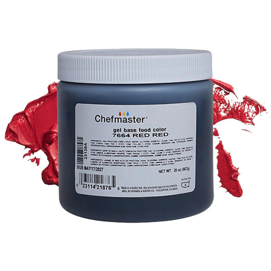 Chefmaster Red Red Gel Food Coloring | Vibrant Color | Professional-Grade Dye for Icing, Frosting, Fondant | Baking &amp; Decorating | Fade-Resistant | Easy-to-Use | Made in USA | 20 oz