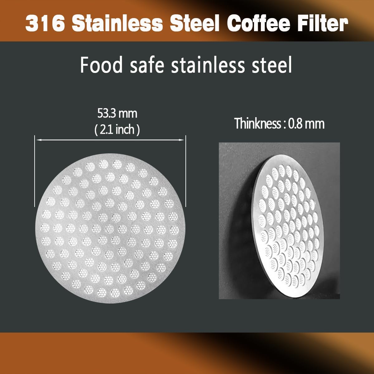 53.3mm Espresso Puck Screen-Food-Grade 316 Stainless Steel, 0.8mm Thickness, Reusable Filter for Espresso Portafilter-Compatible with Puck Screen 54mm Breville &amp; Breville Coffee Accessories