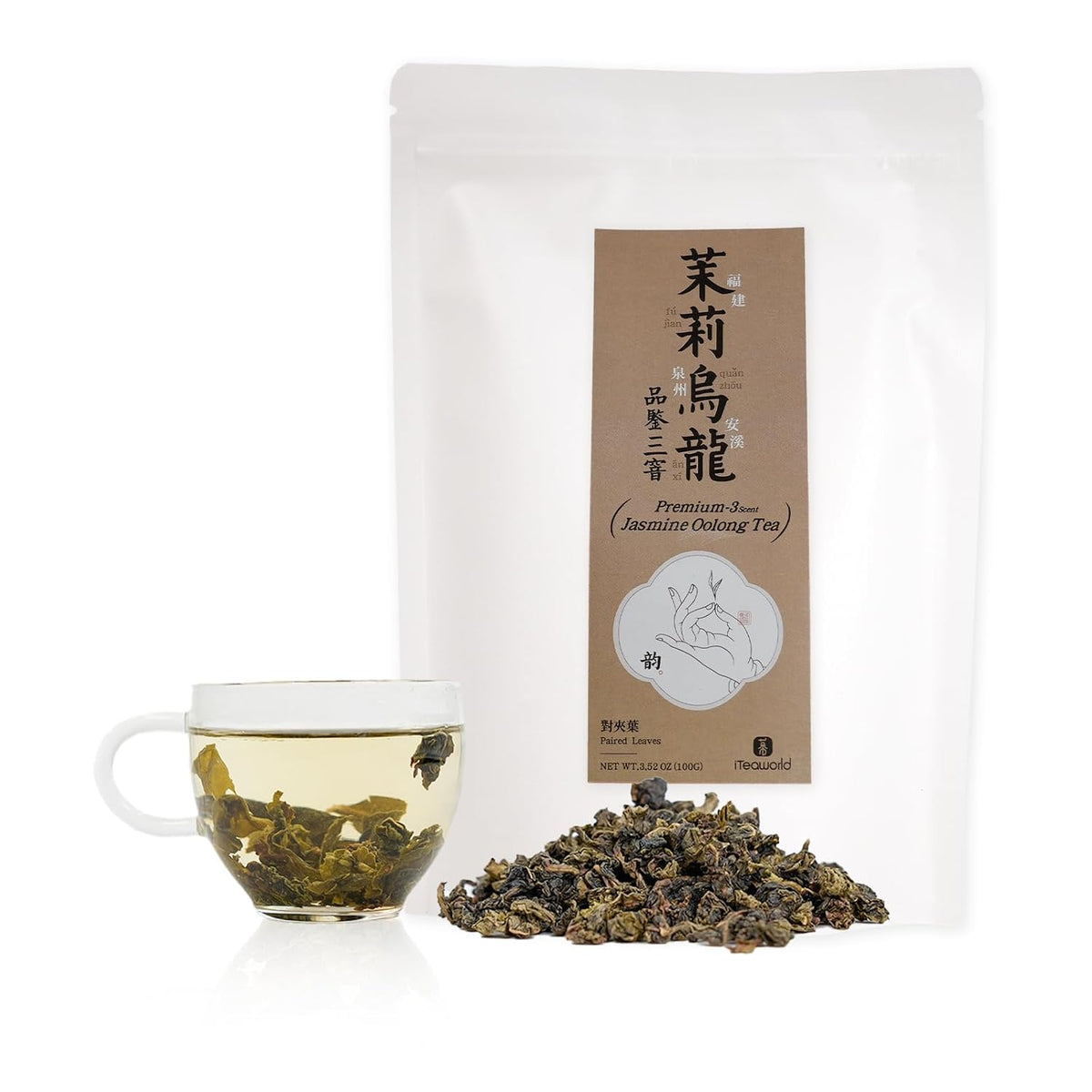 iTeaworld Jasmine Oolong Loose Leaf Tea, Natural Jasmine Aroma(3.5oz) | Up to 300 Cups|Tieguanyin Oolong Scented with Jasmine|No Sugar and Additives|Easy Mug Cold&amp;Hot Brewing