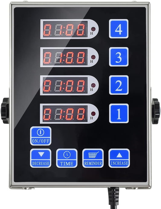Kitchen Timers for Cooking – 4 Channel Commercial Kitchen Timer Restaurant Kitchen Supplies – Stainless Steel LED Technology