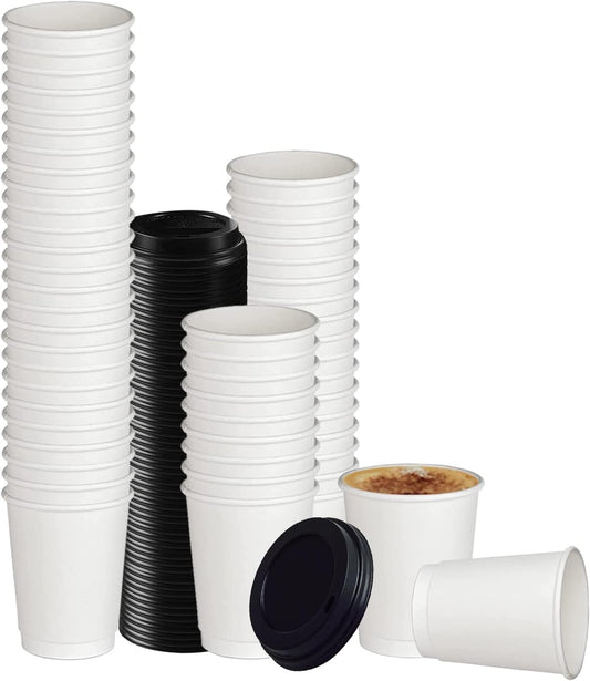 Smygoods White - Double Wall Coffee Cup - (12 OZ, 26 Count) For Hot Beverages, Tea, Espresso, Cocoa - To Go Drink