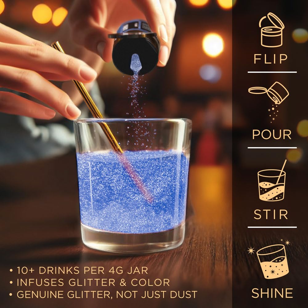 Brew Glitter Edible Drink Glitter Pump 1x 25g for Cocktails, Beer, &amp; Beverages (Sky Blue)