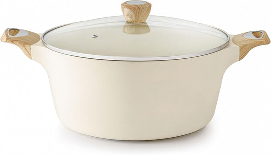 SENSARTE Ceramic Nonstick Stock Pot with Lid, 2.6/4.5/6.6/8.5/11 QT Soup Pot Casserole Pot, Non-toxic Healthy Pasta Pot