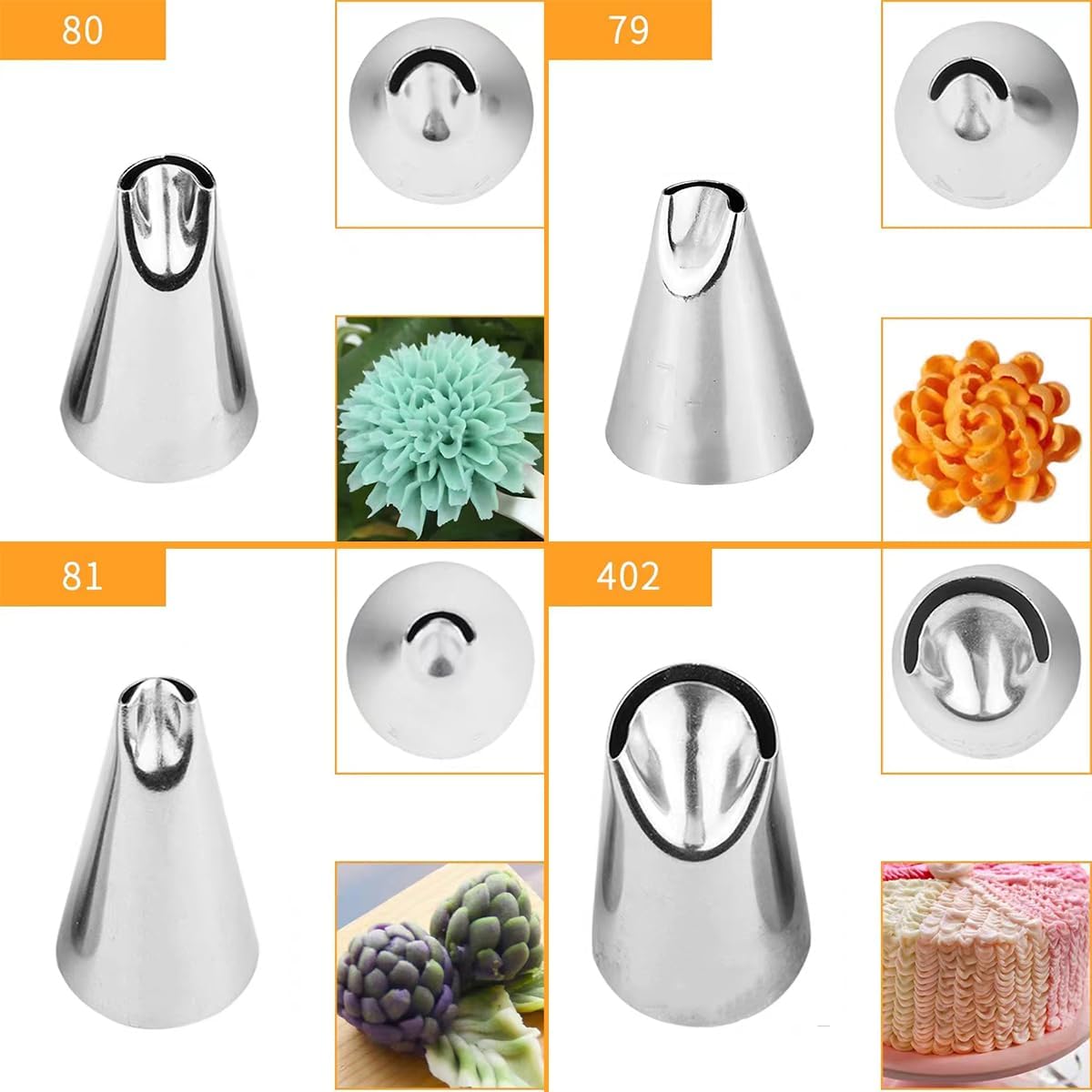 6 pcs Flower Piping Tips Rose Petal Pastry Tips, large piping tips, Chrysanthemum Nozzles, Cupcake Pastry Tool For Decorating Cake Tulip Baking Forms New (tulips - 6pcs)