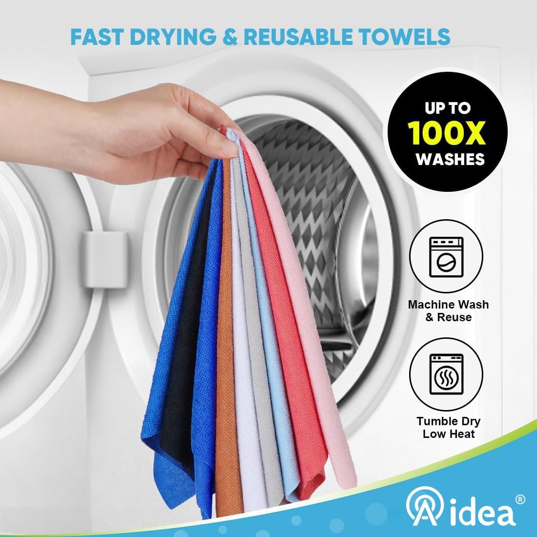 AIDEA Microfiber Cleaning Cloth Roll-55 Sheets, Cleaning Rags 11×9"