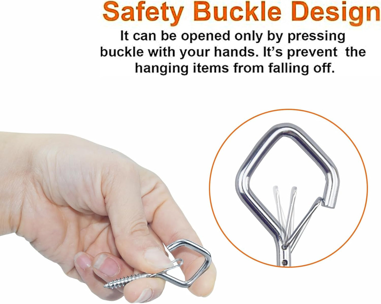 10 PCS Eye Screw Hooks for Hanging Heavy Duty with Safety Buckle.Metal Ceiling Hooks for Hanging Plants,Cup,Wind Chime,Bird Feeders,christmas String Lights at Indoor&amp;Outdoor,2.36 Inch(No Drill Bit)