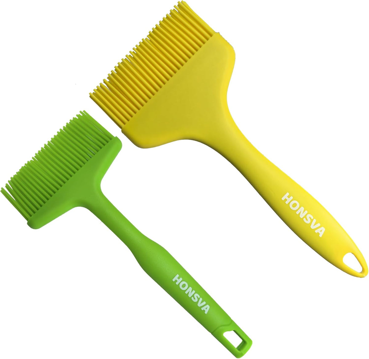 Widened Silicone Pastry Basting Brush 2 Pcs, One-Piece Design, W/3.5", Heat Resistant Kitchen Brush for Baking, Grilling, Saucing Oil, BBQ Sauce, Marinade etc, Dishwasher Safe,Yellow&amp;Green
