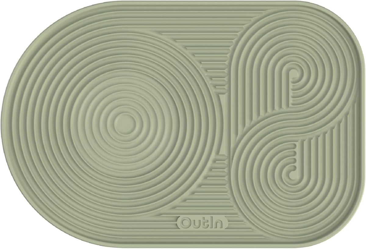 OutIn Silicone Coffee Mat, Foldable &amp; Waterproof | Drip Tray Mat for Espresso Machines and Portable Coffee Makers, 9.8" x 6.7" (Green)