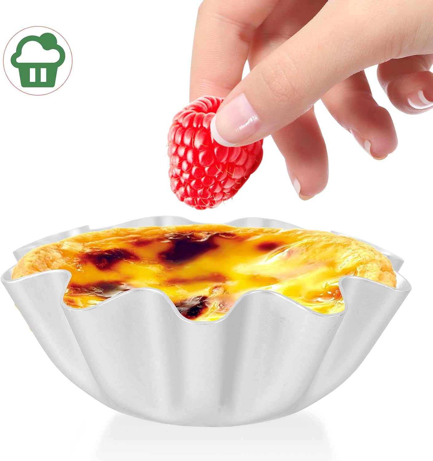 Kichvoe 6Pcs Tart Molds, Aluminum Mini Flan Molds 2.75x3x1.18inch | Detachable &amp; Heat-Resistant, Non-Stick Tart Shells Mini for Bakers, Moms &amp; Dessert Lovers, Easy to Clean &amp; reusable