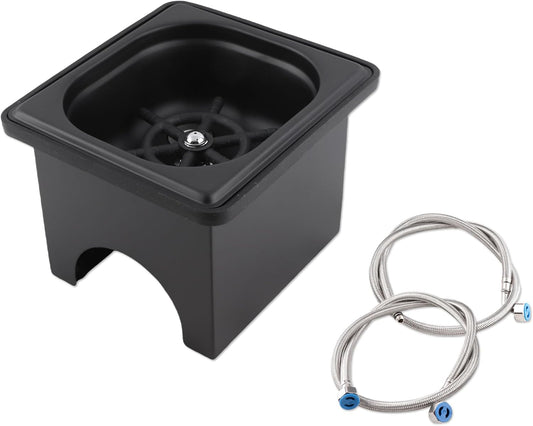 Pitcher Rinser, Automatic Stainless Steel Pitcher Rinser, Kitchen Sink Glass Rinser with Drain and Drip Tray, Automatic Glass Cup Washer for Bar, Home, Cafe(7.2x6.8x5.6in)