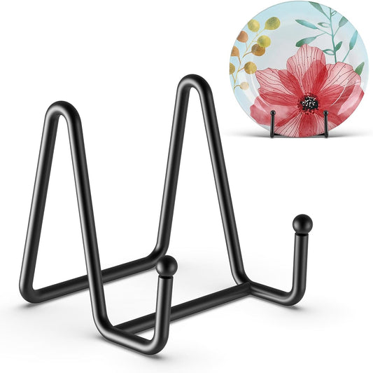 HONGYUTAI 3 Pack 3 Inch Plate Stands for Display Picture - Small Table Top Display, Decorative Metal Frame Holders for Book,