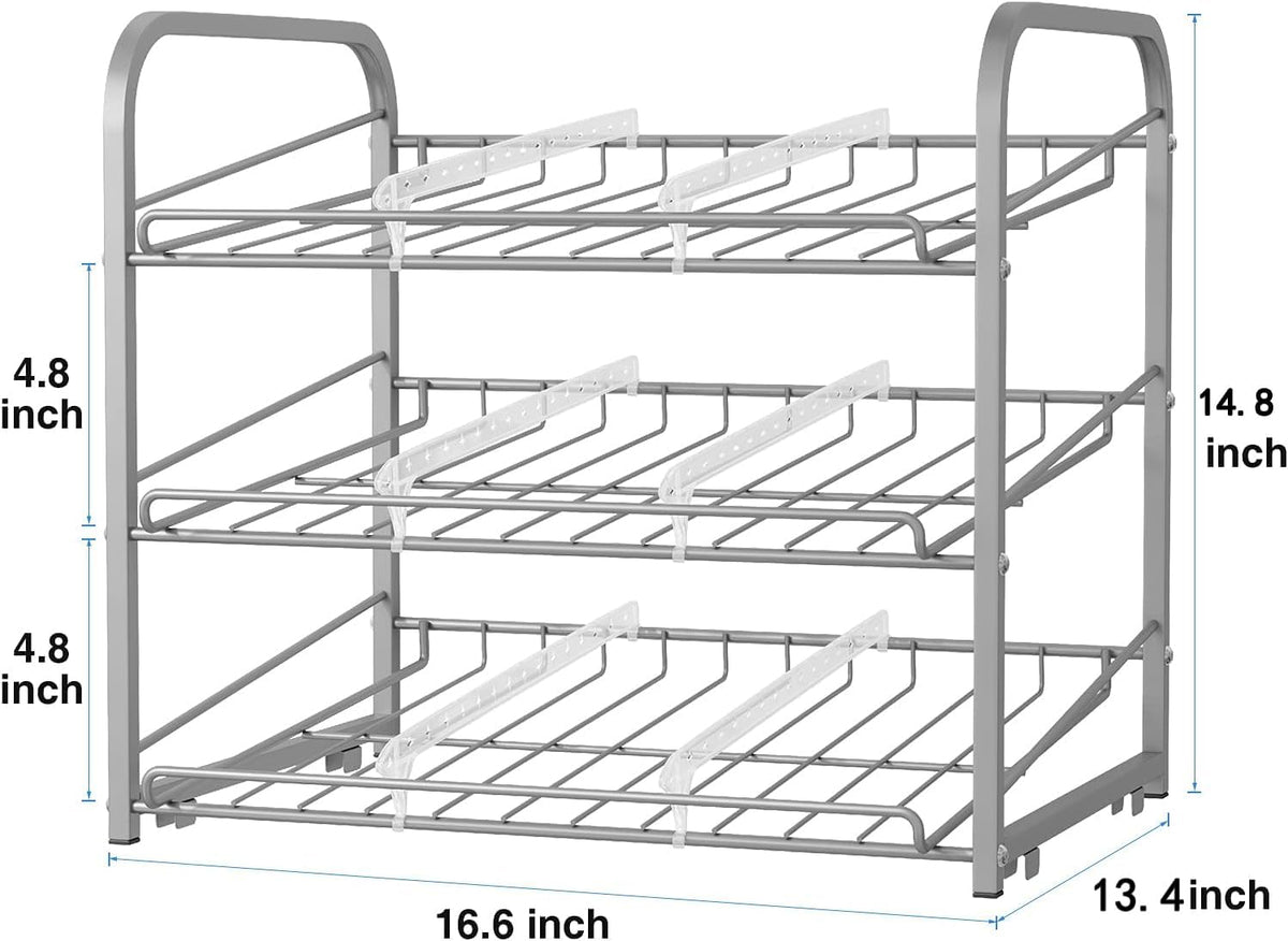 AIYAKA Can Rack Organizer, 3 Tier Stackable Can Storage Dispenser, for Food Storage, Kitchen Cabinets or Pantry, Storage for 36 Cans, Silver