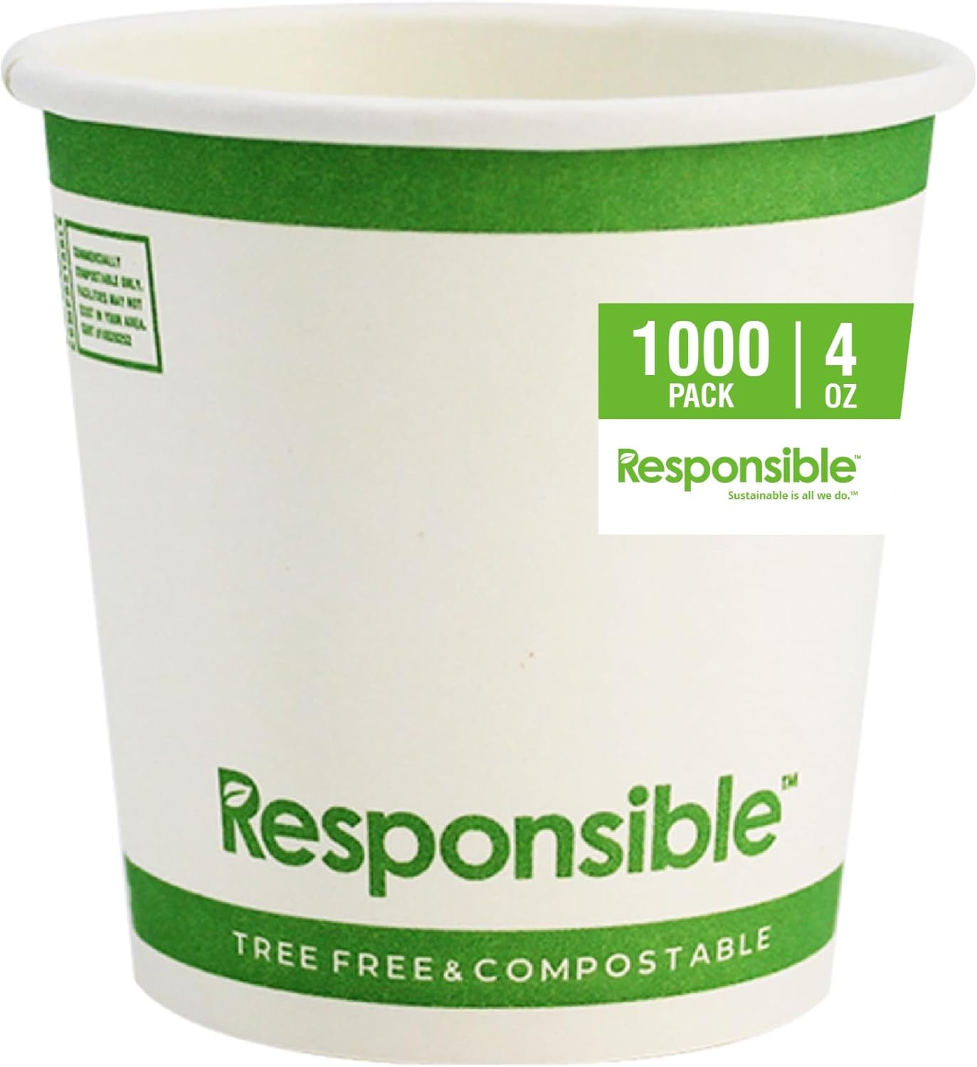 4 oz Paper Hot Cups, Tree-Less™ Compostable Paper Coffee Cups, Extra Strength, Tree-Free and Made Wi