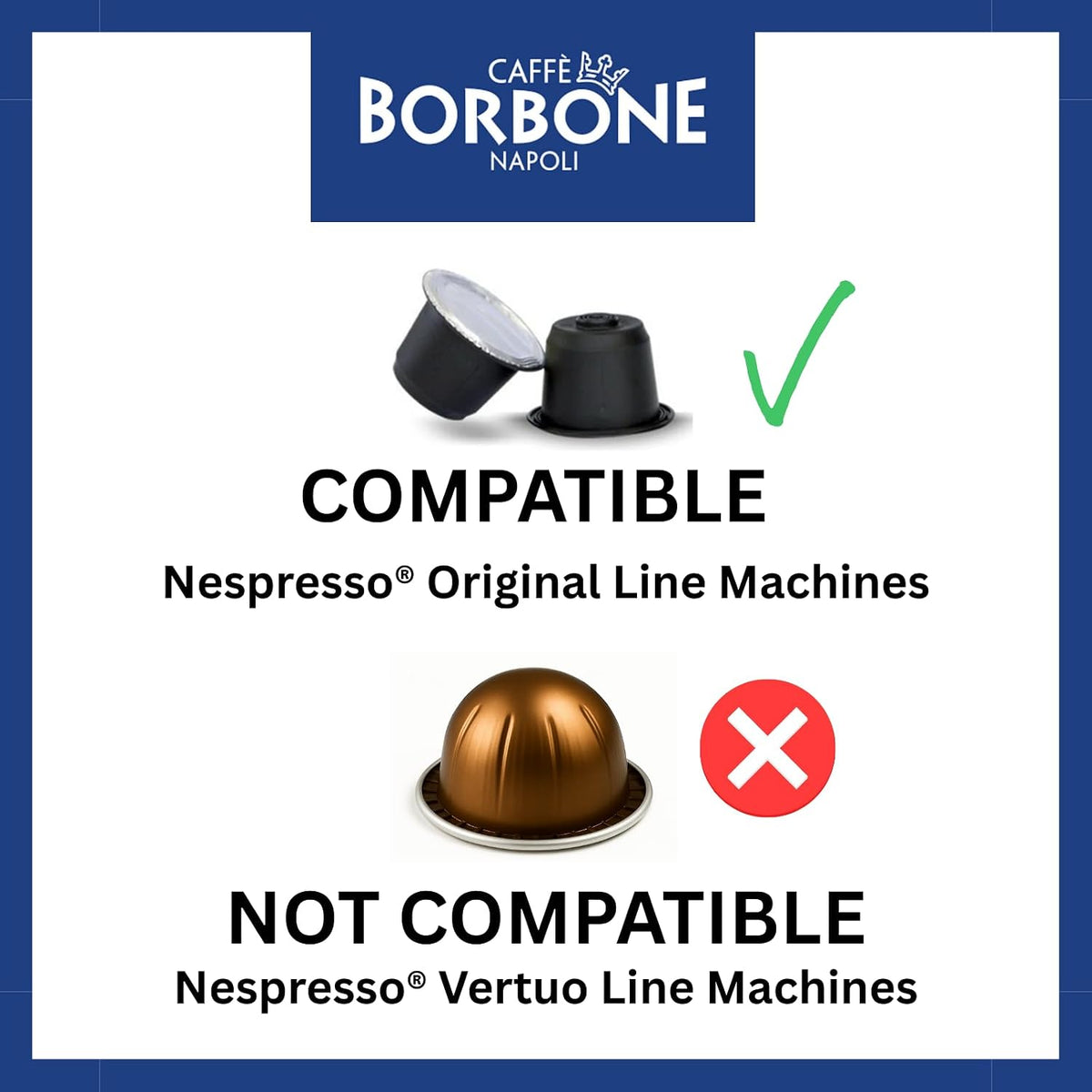 Caffè Borbone Miscela Blu Espresso Pods Compatible with Nespresso Original Machines, Dark Roast Blue Blend, 100 Count Espresso Coffee Pods