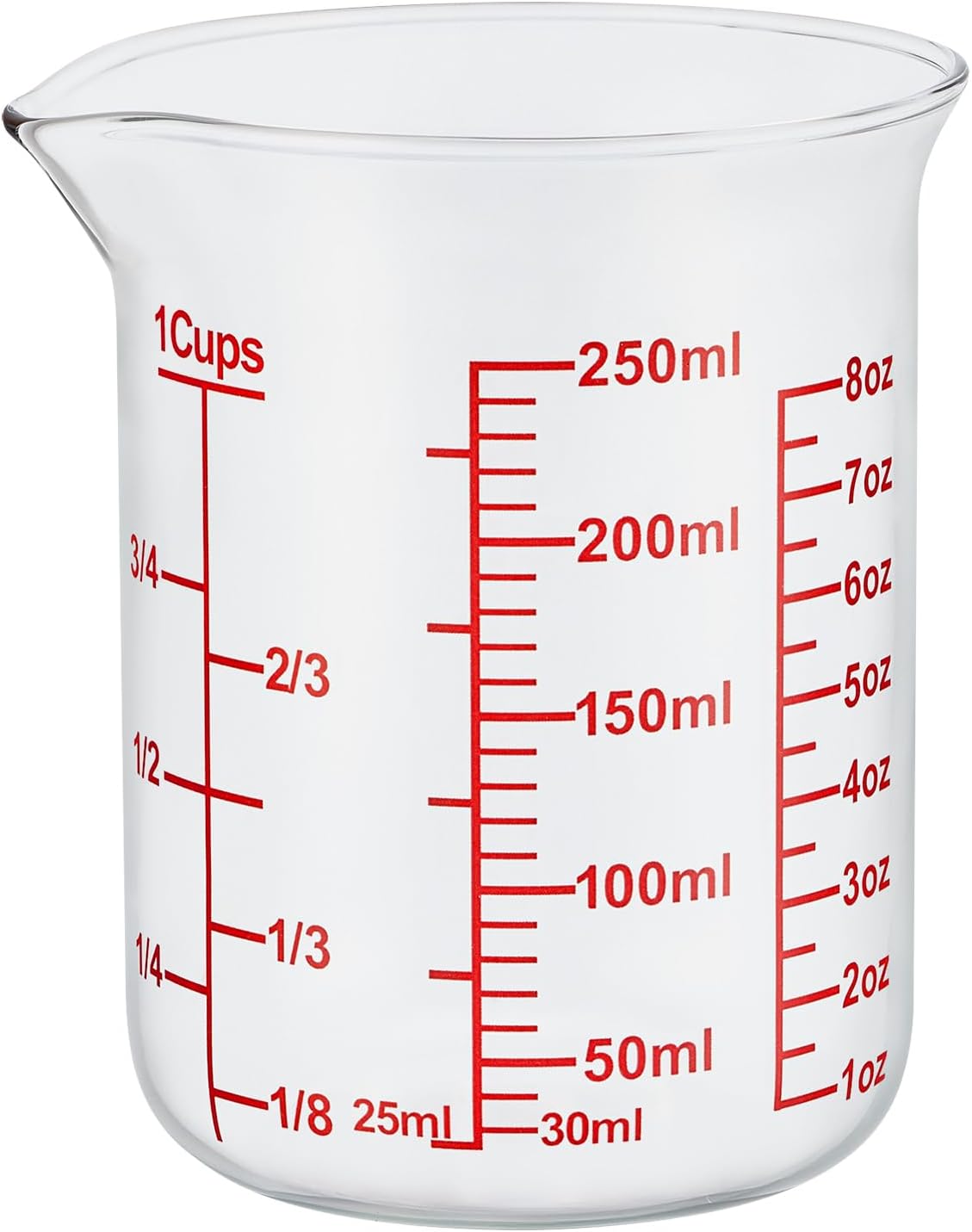 Ackers Borosilicate Glass Measuring Cup with Spout, 250 ml, 8 oz/1 Cup