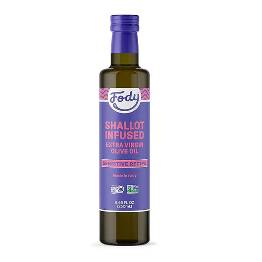 Fody Foods Shallot Infused Extra Virgin Olive Oil, 8.45 Oz, Low FODMAP Certified, Gut & IBS Friendly, Cold-Pressed, Vegan,