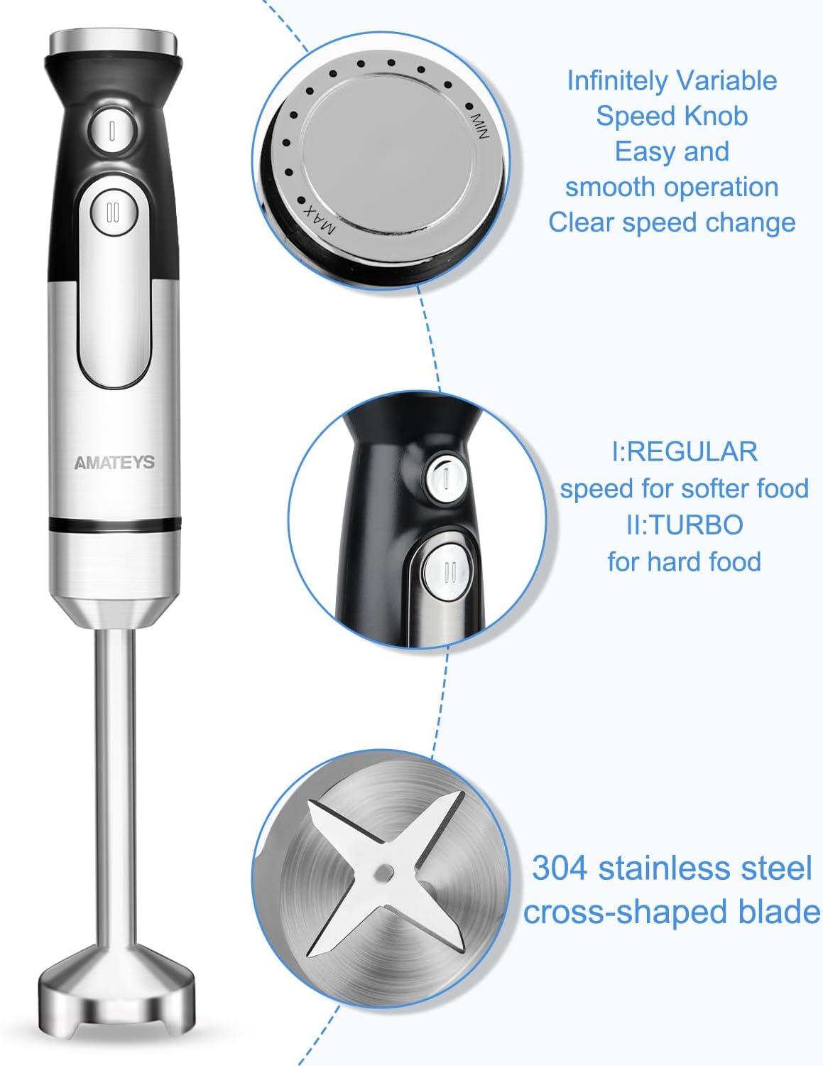 Amateys Immersion Hand Blender
