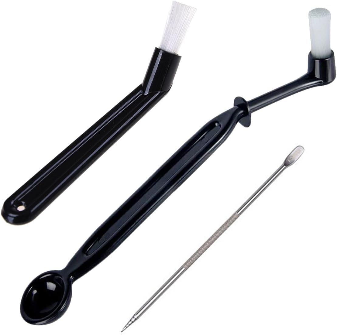Coffee Machine Cleaning Brush with Spoon Tool Set for Espresso Machine Group Head,Pack of 3,Black