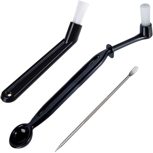 Coffee Machine Cleaning Brush with Spoon Tool Set for Espresso Machine Group Head,Pack of 3,Black