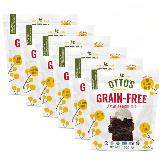 Otto's Naturals Grain-Free Classic Brownie Mix, 11.1 Oz., 6 Pack, Top 9 Allergen-Free, Versatile for Baked Treats, Made with