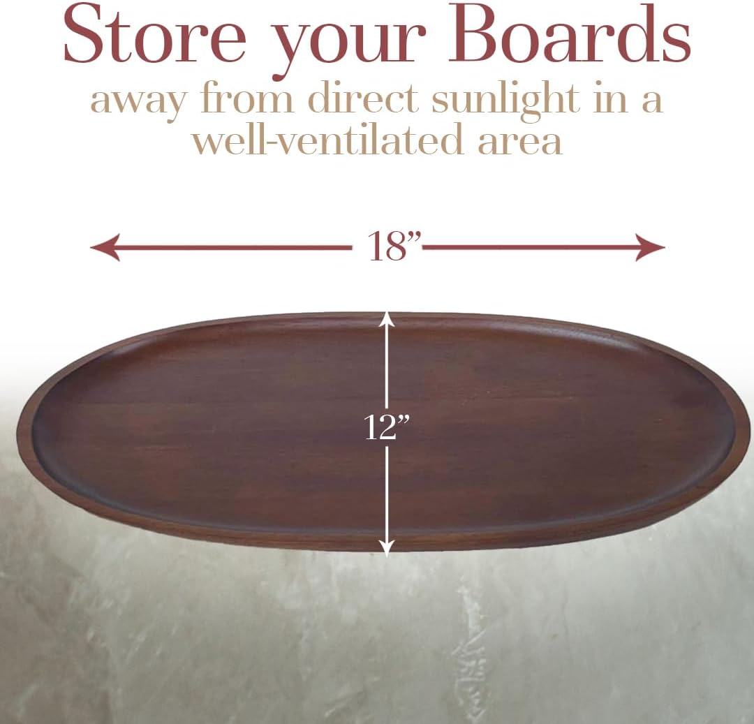 Woodard &amp; Charles Walnut Stain Wood Extra Large Oval Tray, 12" x 18" | Serve Charcuterie, Cheese, Tapas, Sushi, Crudites, Appetizers, and More. For Home Entertaining, Parties, Events, and Catering