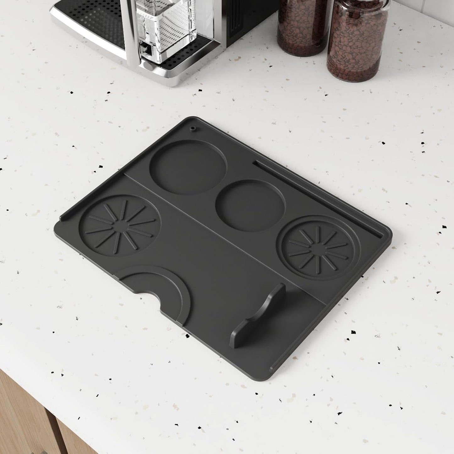 Espresso Tamping Mat, Coffee Tamper Mat, Espresso Mat for Counter, Silicone Tamper Mat, Food-grade, Non-Slip, Waterproof, Heat Resistant (Black, 9.84''x7.87'')