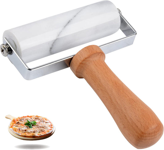 Tianman Small Marble Rolling Pin For Pizza &amp; Baking Cooking(5.3" White).