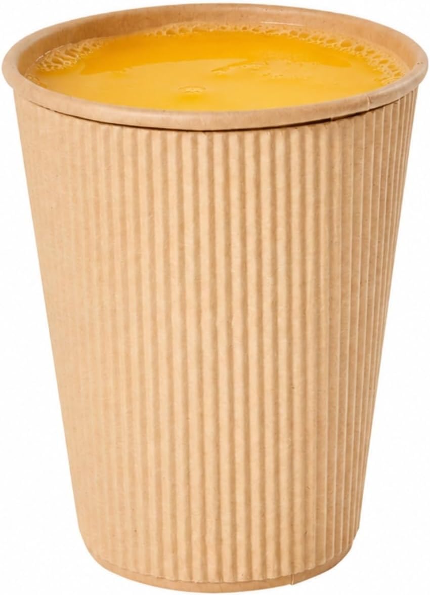 Restaurantware Ripple Wall Coffee Cup 500 Count 12 Ounce Insulated Hot Beverage Cup Disposable Non-Slip 12 Oz For Coffee Shops, Cafes, Bakeries, Kraft