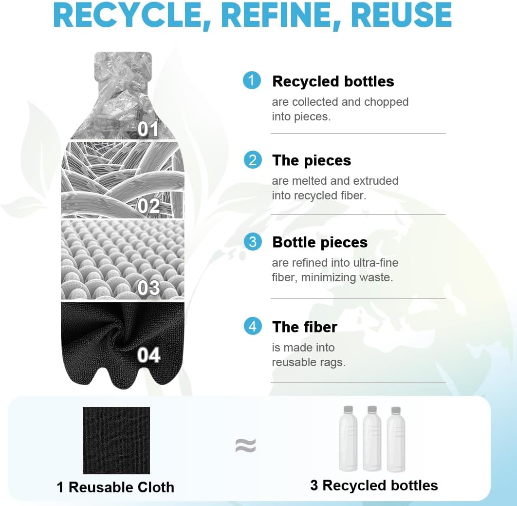 AIDEA Microfiber Cleaning Cloth 330 Sheets 6 Roll, Black Paper Towels 11×9"