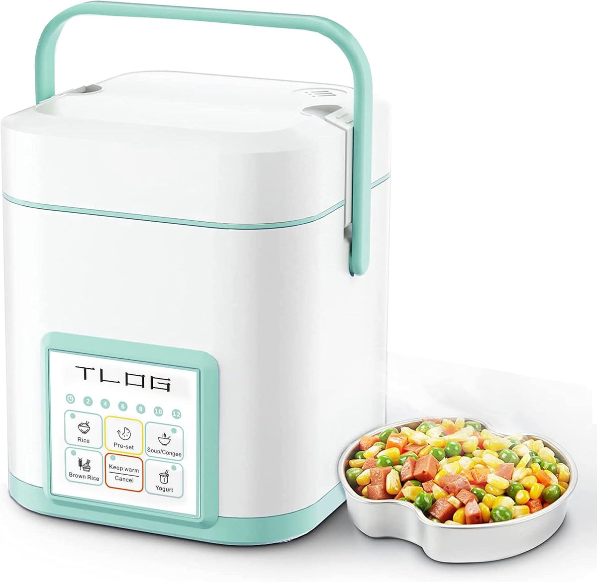 TLOG Mini Rice Cooker, 1.2L with Ceramic-Coated Pot, 2.5-Cup Uncooked