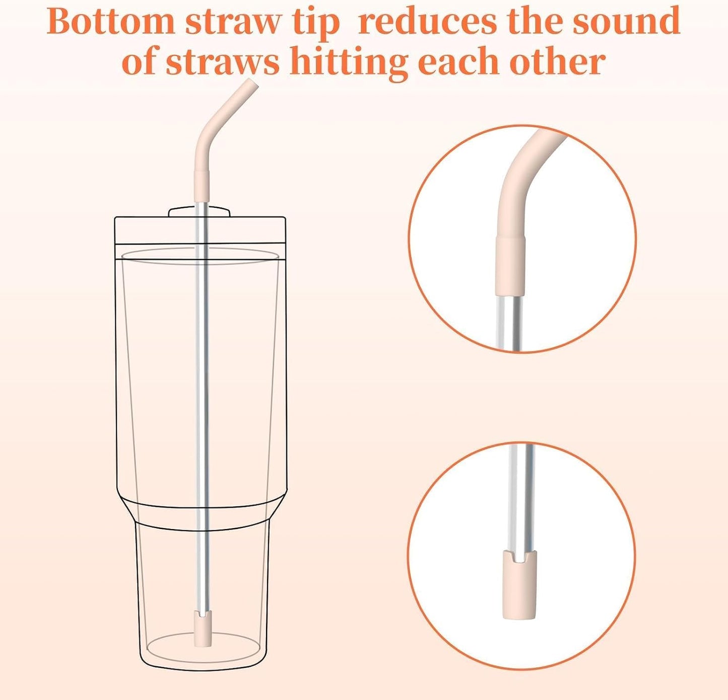 5PCS Silicone Straw Tips for 8-10mm Reusable Straws for 30-40 oz Tumblers | Soft Rubber Straw Covers &amp; Toppers - Flexible Mouthpiece Sleeves for Metal &amp; Glass Straw Silicone Extender Tipings
