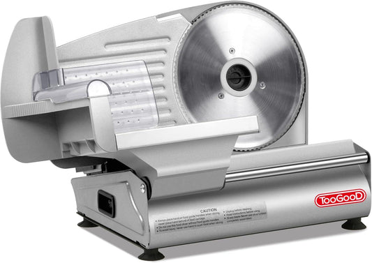 TOOGOOD 7.5" Electric Meat Slicer, Food Slicer Machine with Stainless Steel Blade, Adjustable Thickness for Home Use, Easy