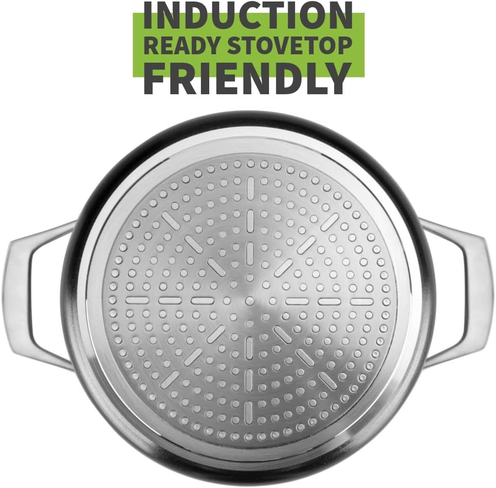 TECHEF - Onyx Collection - 5-quart Soup Pot with Glass Lid, coated with New Teflon Platinum Non-Stick Coating (PFOA Free) (5-quart)