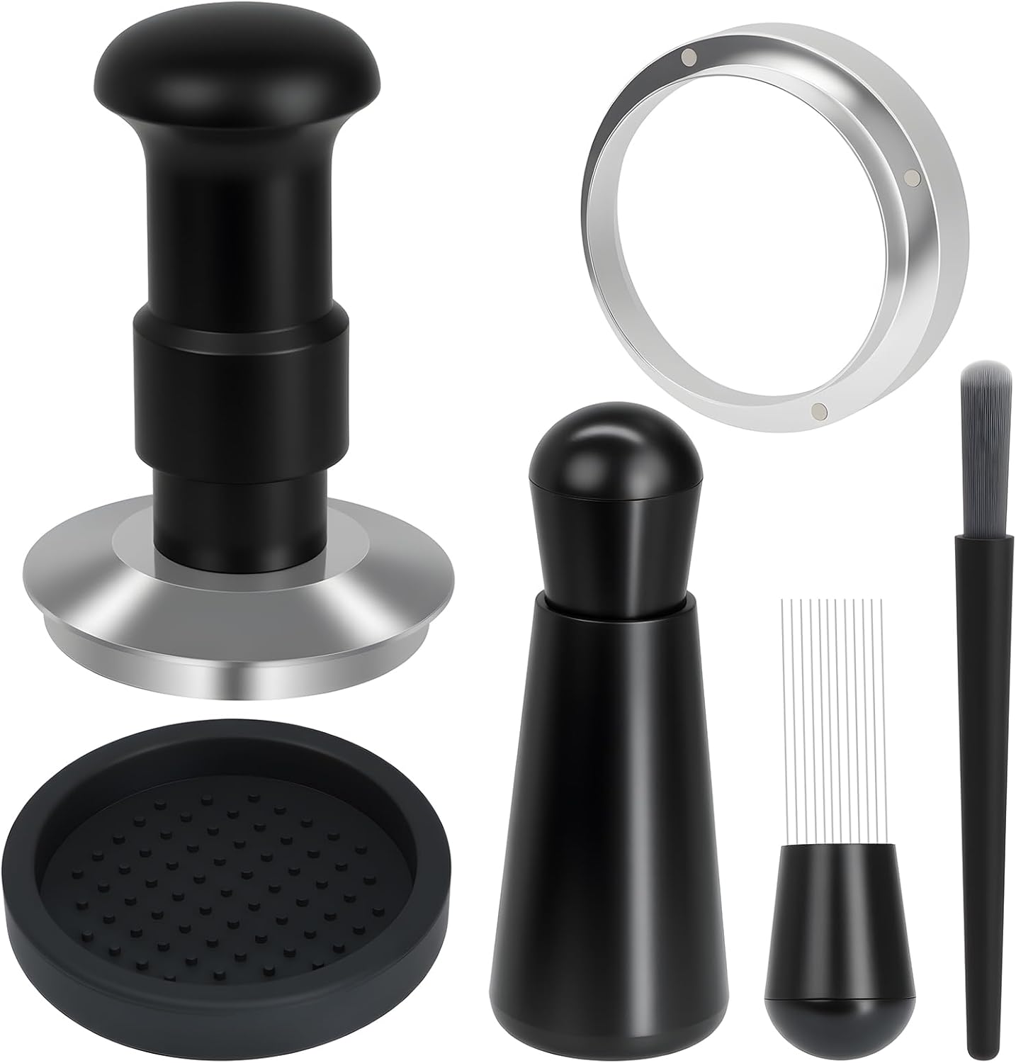 54mm Espresso Tamper Set, 5-IN-1 Espresso Accessories Kit with Coffee Tamper, WDT Tool, Dosing Funne