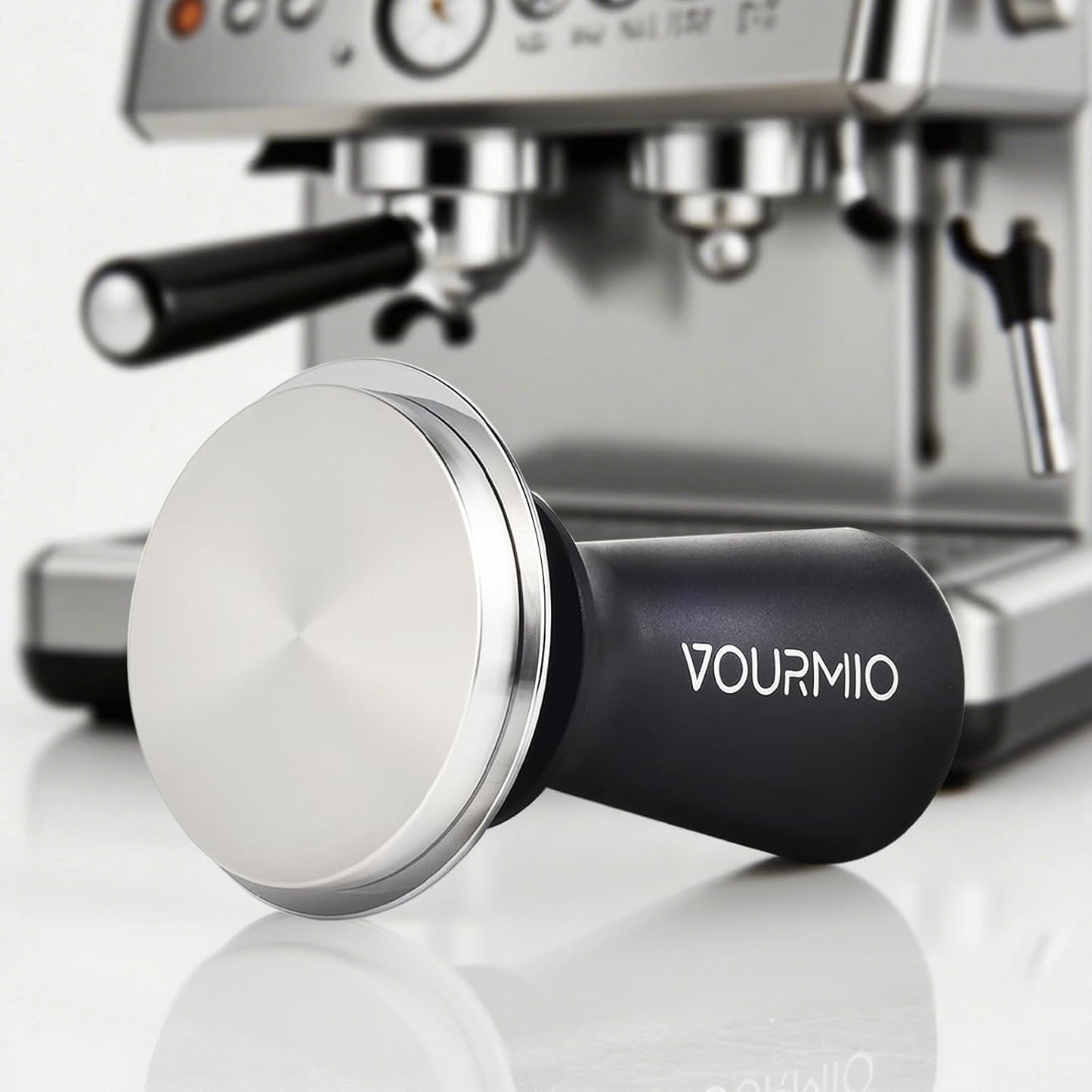 54mm Espresso Tamper - Calibrated Coffee Tamper with Spring Loaded 30lb Pressure, Stainless Steel Tamper for Barista, Compatible with 53mm/54mm Breville Portafilter, Black