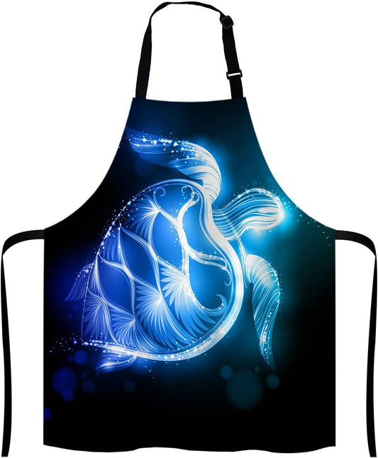 Ocean Turtle Apron for Women and Men, Galaxy Turtle Adjustable Kitchen Chef Apron for Cooking Baking - Cute Birthday,