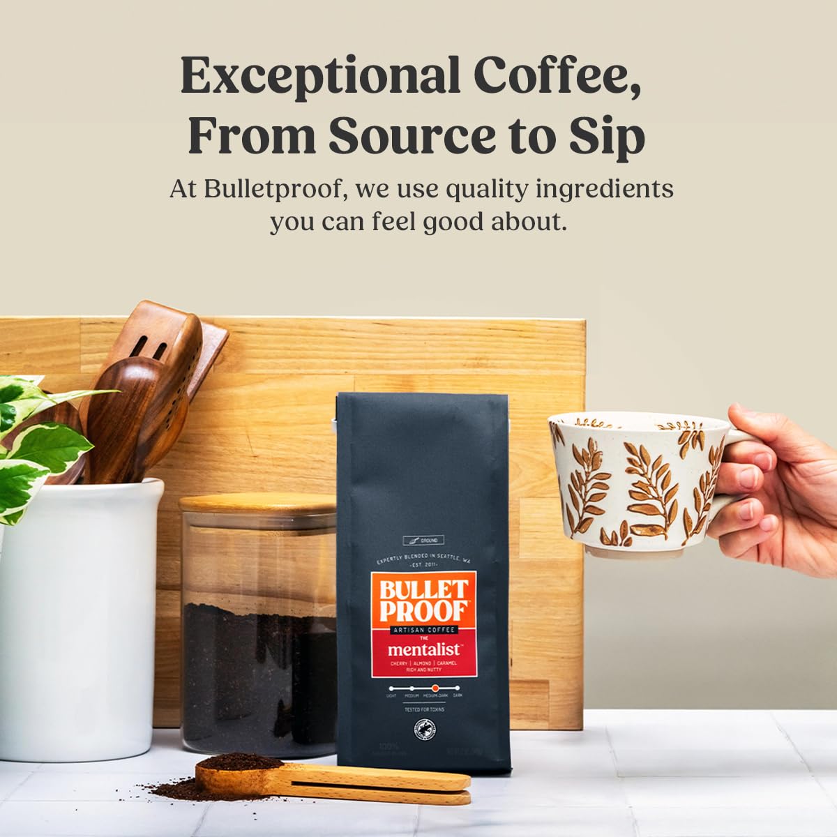 Bulletproof The Mentalist Medium-Dark Roast Ground Coffee, 12 Ounces (Pack of 3), 100% Arabica Beans, Clean Coffee Tested for Toxins, Packaging May Vary