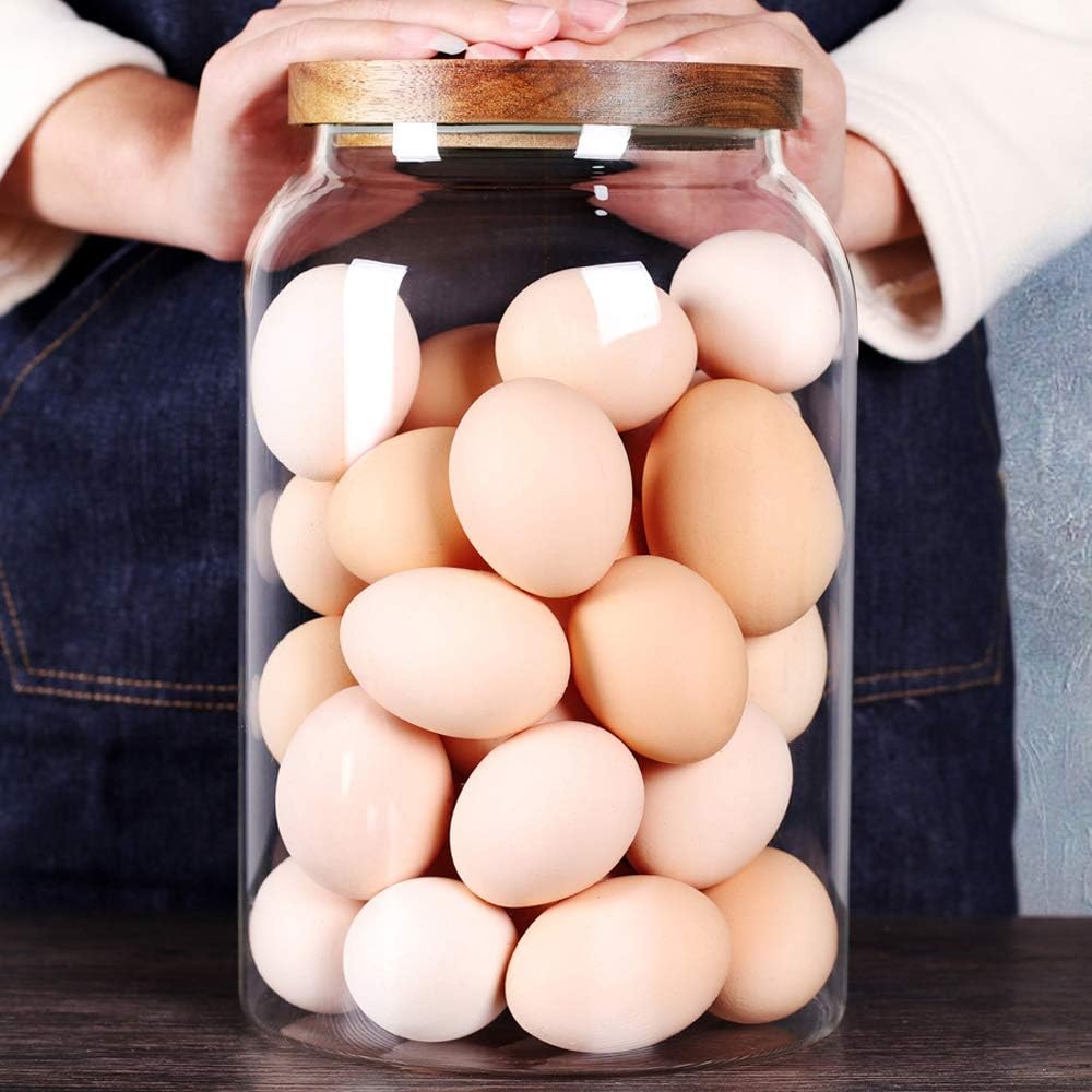 SAIOOL Modern Design Transparent Glass Food Storage jars, Food storage containers glass,100FL OZ(3000ml) Enlarged Thickened with Sealed Wooden Lid to Store Food, herbs, Tea, Easy to Use and Clean