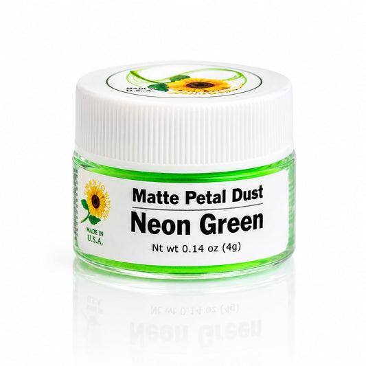 Sunflower Sugar Art Neon Green Glow In The Dark Petal Dust Food Color - Deep, Rich Green Matte Powder Cake Accessories for Cake Decoration - 4 Grams Non-Toxic Baking
