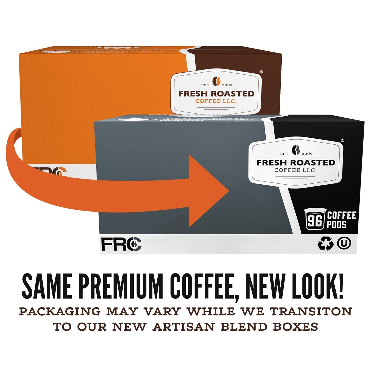 Fresh Roasted Coffee, FRC K-Cup Pods for Keurig Brewers, Dark Roast, Kosher, 96 Count Loose Pack