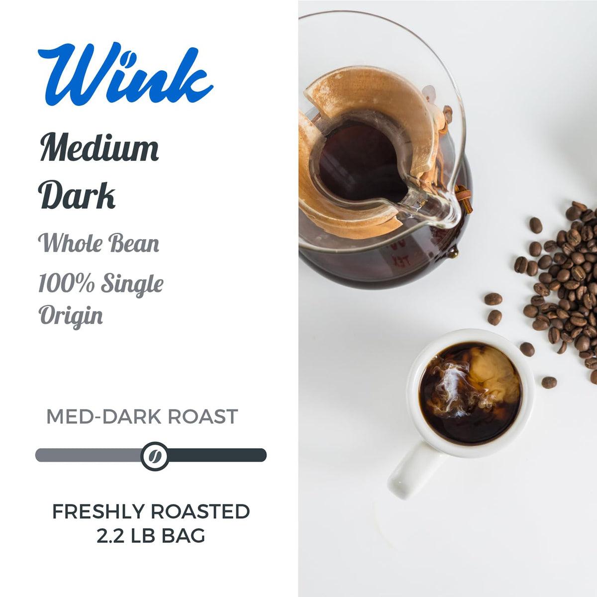 Wink Coffee Medium Dark Roast Espresso Whole Bean Coffee