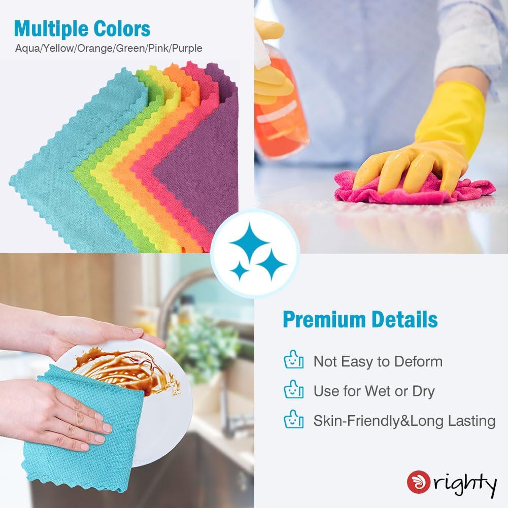 Orighty Microfiber Cleaning Cloth Bulk, 150 Pack Cleaning Rags 12x12 inch
