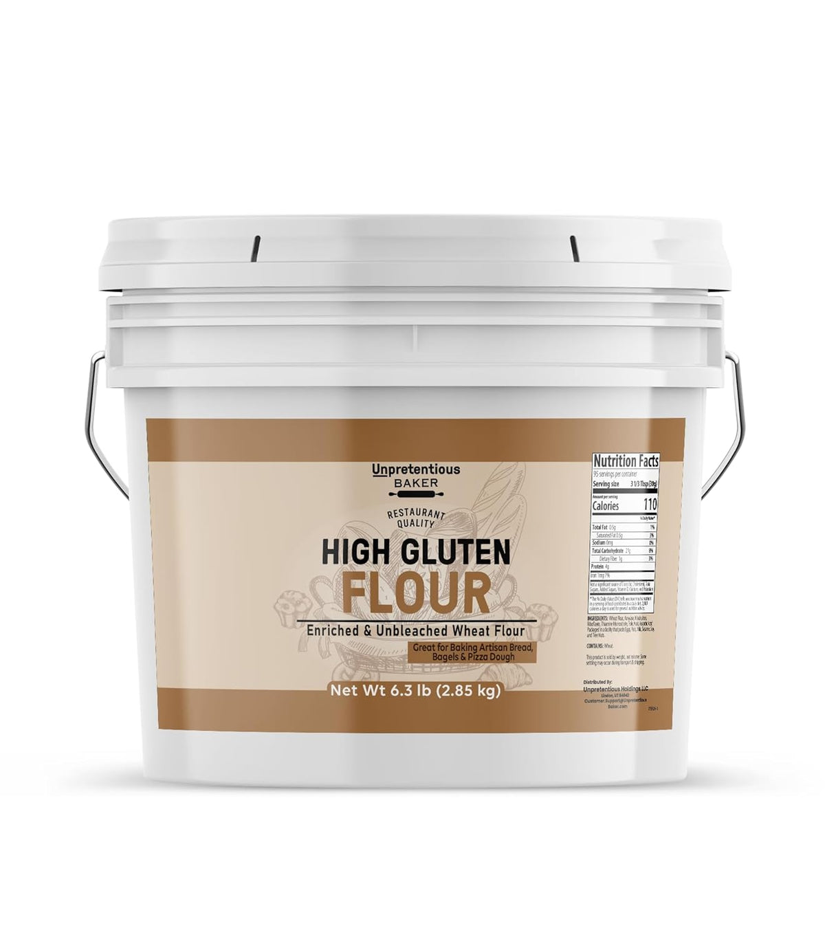 Unpretentious, High Gluten Flour, 6.3 Lb | For baking bread, pizza dough, and bagels